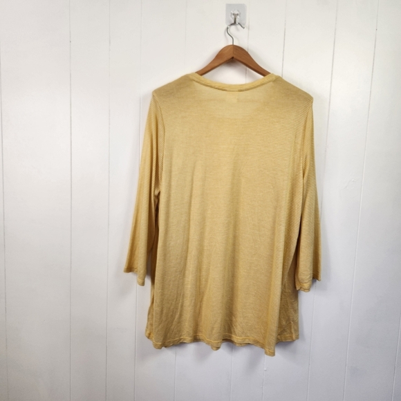 Penningtons Yellow Knit Top Stripe Nautical Plus Size 2X New Office Comfy Soft - Picture 2 of 9